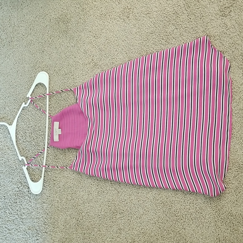 Loft Medium Racerback Striped Bright Colorful Casual Tank Top